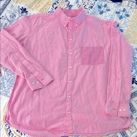XL:American Apparel MEN/UNISEX Pink Gingham Long Sleeve Dress Shirt - Picture 1 of 9